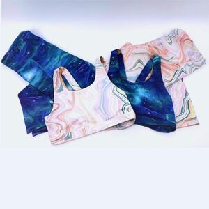 Old Navy Active Girls Powersoft Leggings Sports Bra Set XL 14-16 Marble Lot 4pc